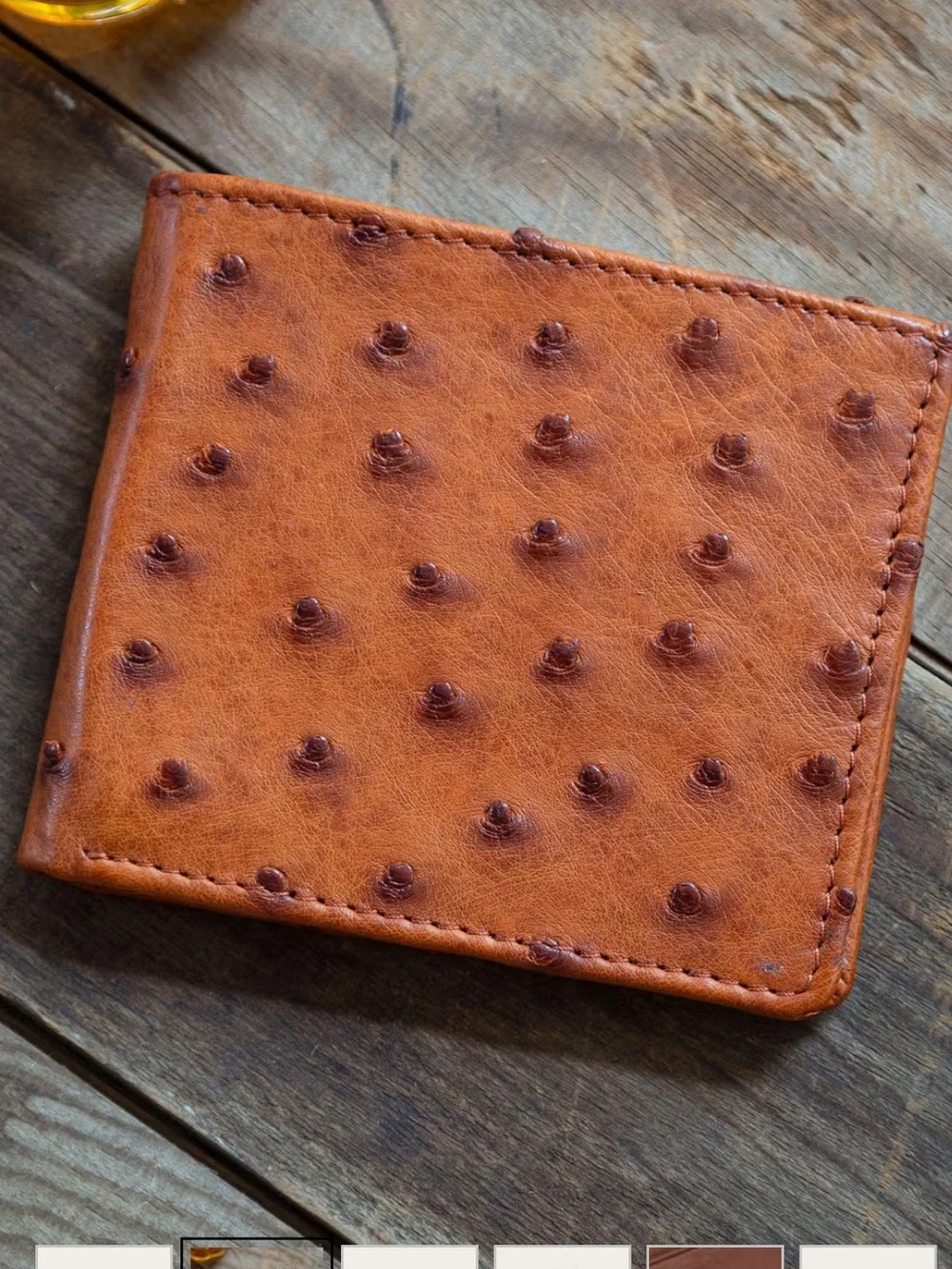 Tecovas Ostrich Bifold Wallet - NWT - Pecan color